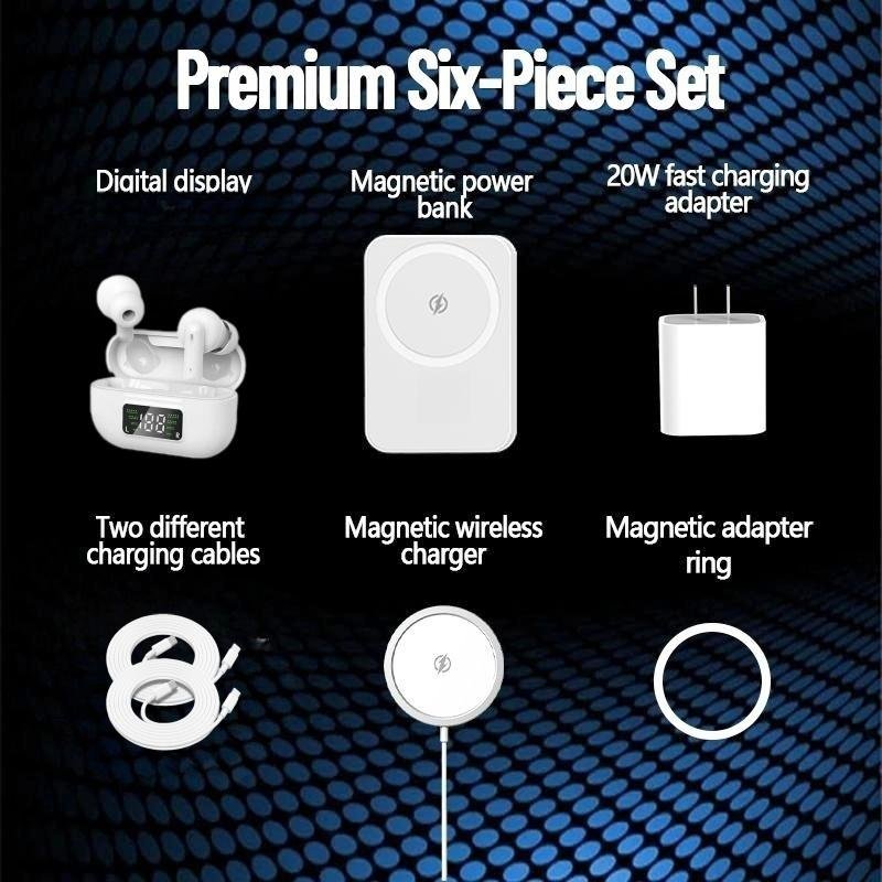 ARTCYBER 6-in-1 Charging Kit ?C Magnetic Power Bank, Wireless Charger, Type-C Cable, Adapter & Audio Support, Fast Charge, Compact & Portable - Image 2